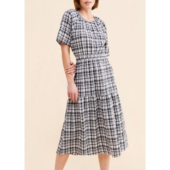Free People Just Female Hamilton Midi Dress Large Gingham Lightweight Cottage - Picture 15 of 15